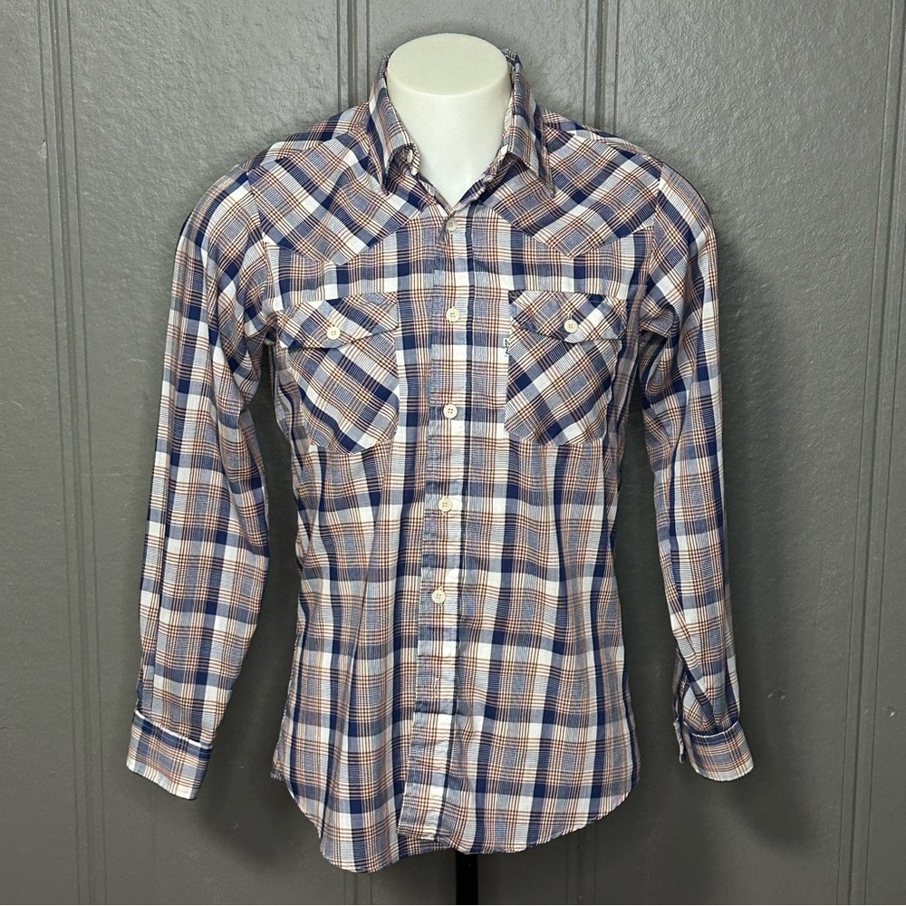 Vintage 80s Levi’s Western Style Plaid Button Down Shirt